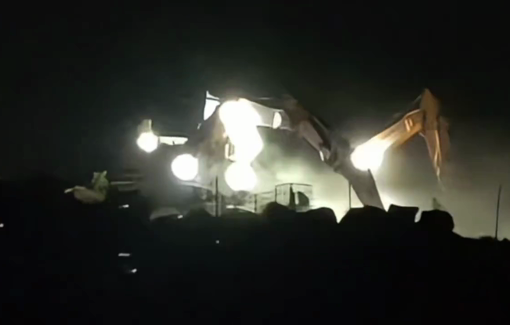 Thumbnail preview image for the video titled: At 3 a.m. settlers uprooted olive trees to clear the way for a new road and outpost in Duma