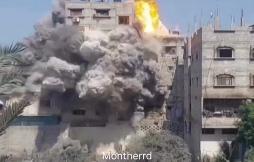 Thumbnail preview image for the video titled: Airstrike on a residential building in Al-Zaytoun neighborhood