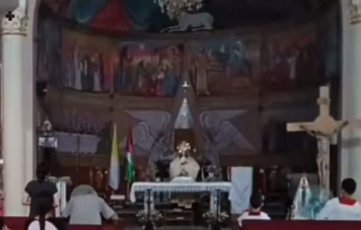 Thumbnail preview image for the video titled: Adoration under fire in the Holy Family Church in Gaza