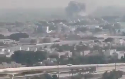 Thumbnail preview image for the video titled: Smoke rises following Israeli airstrikes on Doha, Qatar