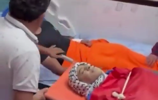 Thumbnail preview image for the video titled: The wounded Zaid Makho bids farewell to his friend, Mohammed Issa, killed after being shot by Israeli soldiers in Deir Jarir