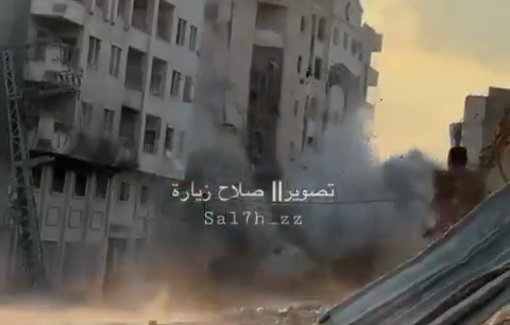 Thumbnail preview image for the video titled: Israel bombs Al-Roya residential building in Gaza City