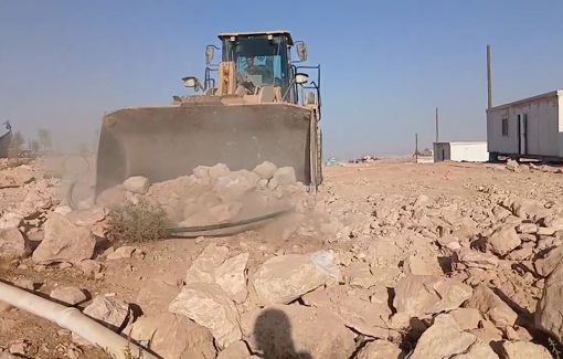 Thumbnail preview image for the video titled: Settlers damage water infrastructure for fun while connecting outpost to utilities in Umm Al Khair