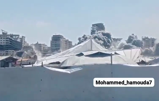 Thumbnail preview image for the video titled: Israeli airstrike destroys Harmony Tower