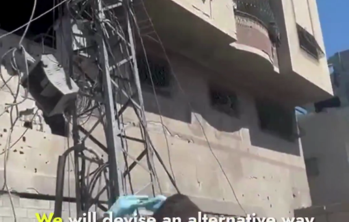 Thumbnail preview image for the video titled: Civil Defense improvise to rescue injured family from a building bombed by Israel