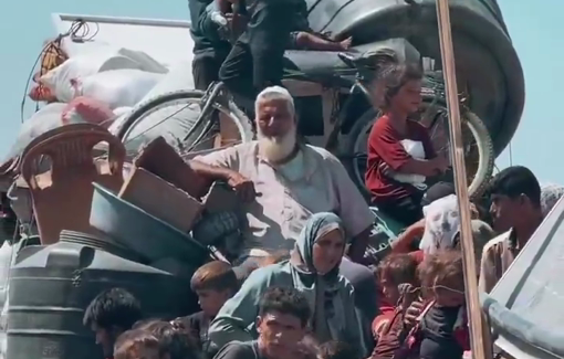 Thumbnail preview image for the video titled: Scenes of displacement from Gaza City as Israel continues its annihilation campaign