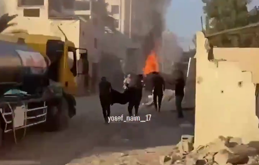 Thumbnail preview image for the video titled: Horrific Israeli massacre of displaced persons in Gaza City