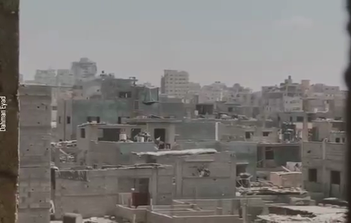 Thumbnail preview image for the video titled: Moment of an Israeli airstrike on a residential building in Al-Shati camp