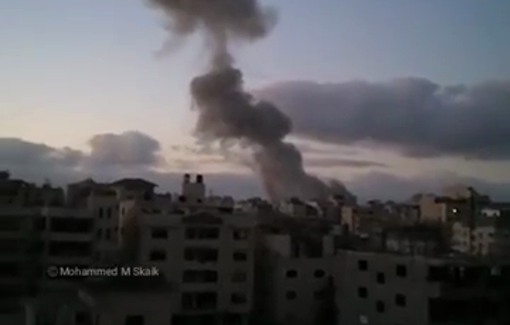 Thumbnail preview image for the video titled: Early morning Israeli bombardment of Gaza City