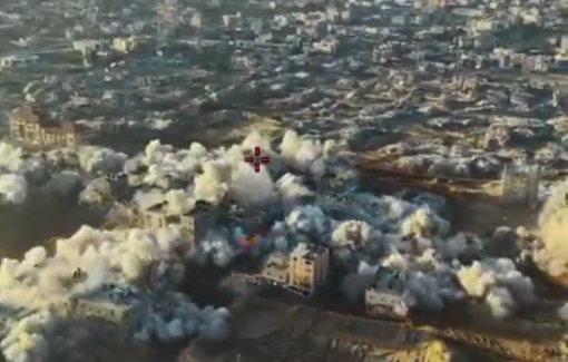 Thumbnail preview image for the video titled: IDF soldiers film the bombing of a neighborhood in Jabalia, Gaza