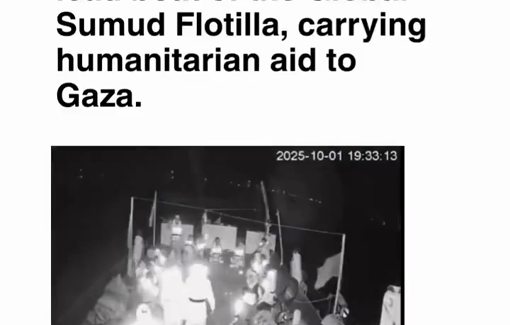 Thumbnail preview image for the video titled: Israeli forces intercepting Alma, the lead boat of the Global Sumud Flotilla, in international waters