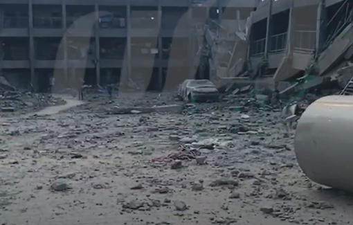 Thumbnail preview image for the video titled: Aftermath of the Israei airstrike on the Al-Falah school tant sheltered displaced Palestinians