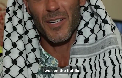 Thumbnail preview image for the video titled: Activists from the Sumud Flotilla prevented from praying in their cell by Israeli prison guards