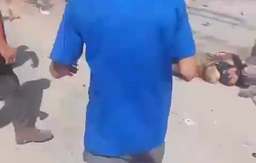 Thumbnail preview image for the video titled: Horrific scene of Israeli massacre at a water truck on Al-Thalathini Street in Gaza City