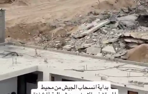 Thumbnail preview image for the video titled: IDF vehicles withdraw after destroying the area around the Jordanian Field Hospital