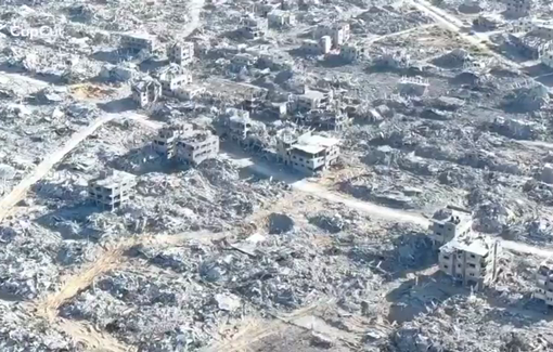 Thumbnail preview image for the video titled: IDF blows up several buildings in Al-Janina neighborhood of Rafah