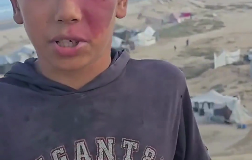 Thumbnail preview image for the video titled: Child displaced from Gaza City about difficulties of finding shelter and food in central Gaza