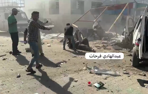 Thumbnail preview image for the video titled: First moments after Israeli a tent of journalists at Al-Aqsa Martyrs Hospital