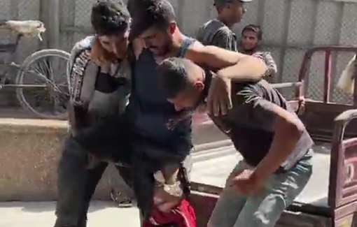 Thumbnail preview image for the video titled: Injuries taken to Nasser hospital following Israeli strike on a charity kitchen