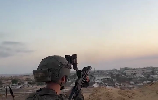 Thumbnail preview image for the video titled: IDF soldier fires grenade launcher during the ceasefire