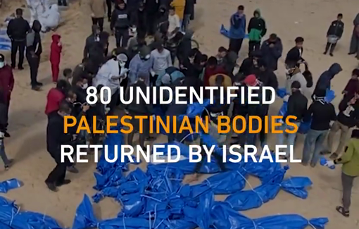 Thumbnail preview image for the video titled: Israel returned the bodies of 80 unidentified Palestinians abducted by its forces