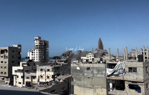 Thumbnail preview image for the video titled: Israeli bombing of the Shabeer building in western Gaza City