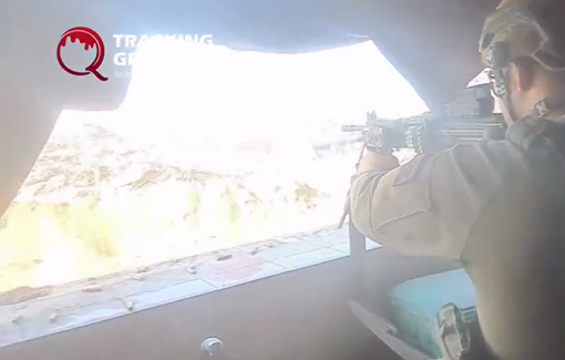 Thumbnail preview image for the video titled: Israeli soldier fires machine gun at will for social media content