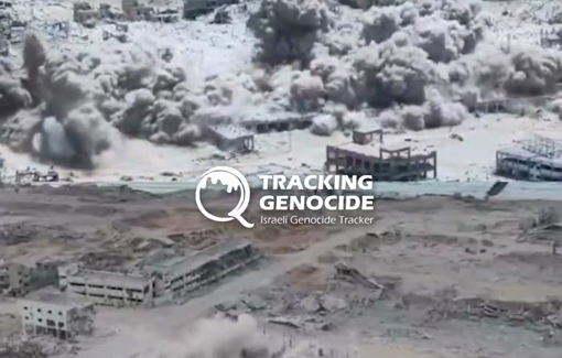 Thumbnail preview image for the video titled: Israeli forces continue the mass obliteration of Gaza despite Israel claiming a deescalation