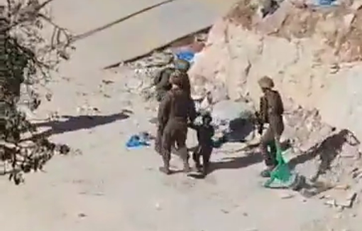 Thumbnail preview image for the video titled: Israeli soldiers assault two little Palestinian children in the southern area of Hebron