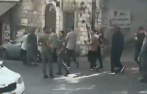 Thumbnail preview image for the video titled: 42 Palestinian workers so-called "illegal stayers", seized, paraded by Israeli border police