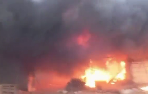 Thumbnail preview image for the video titled: Settlers attacked Palestinians in the Al-Sidra gathering east of Mukhmas burning citizens’ properties