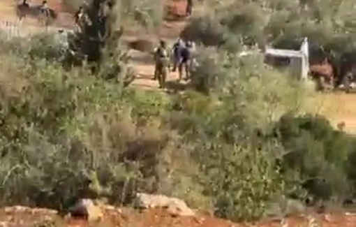 Thumbnail preview image for the video titled: After all, the Israeli occupation army evicts farmers from their lands in the town of Turmus Ayya