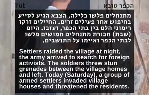 Thumbnail preview image for the video titled: A group of armed settlers entered the Khirbet al-Tuba homes and threatened the residents