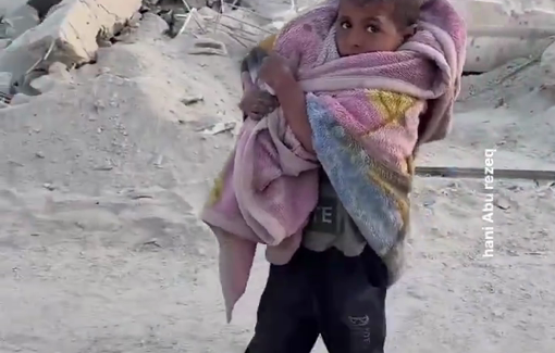 Thumbnail preview image for the video titled: Child Karam returns home to Gaza City walking barefoot from southern Gaza