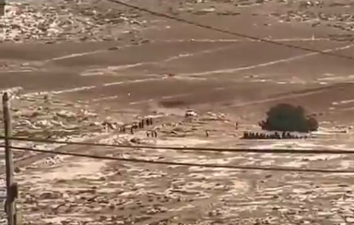 Thumbnail preview image for the video titled: Gangs of Israeli settlers attacking the town of Deir Dibwan