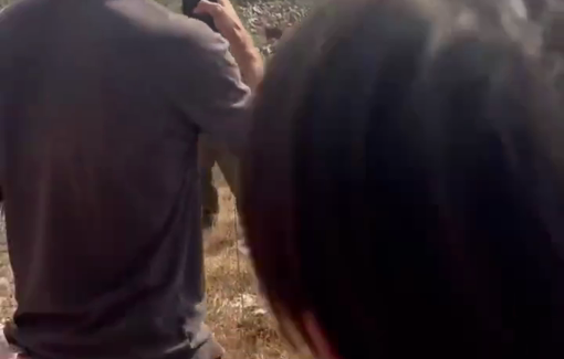 Thumbnail preview image for the video titled: Activists and Palestinian farmers attacked by a settlers’ drone and small armes in Qarawat Bani Hassan