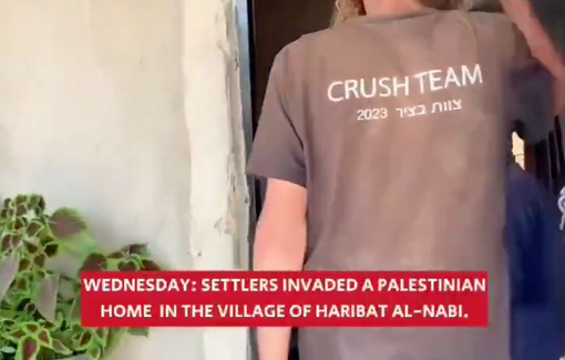 Thumbnail preview image for the video titled: Settlers invaded a residential farm, moving from room to room, pushing and yelling at the elderly residents