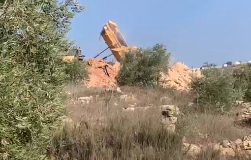 Thumbnail preview image for the video titled: Israeli settlers have covered olive trees belonging to Palestinians with waste in Turmus Ayya