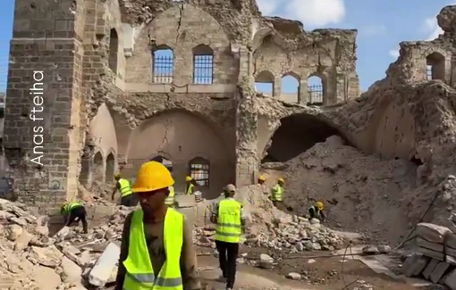 Thumbnail preview image for the video titled: Limited restoration efforts at the largely destroyed historic Qasr al-Basha