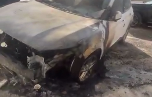 Thumbnail preview image for the video titled: Settlers burned two vehicles yesterday in the village of Mikhmas without any provocation