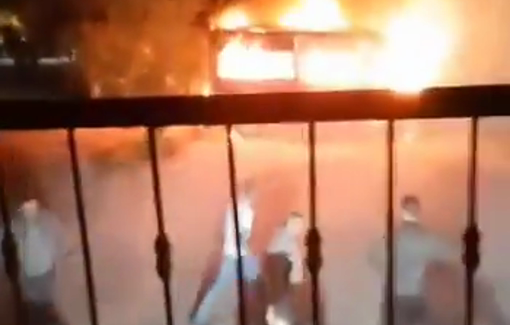 Thumbnail preview image for the video titled: Settlers setting vehicles on fire during the attack on the village of Al-Jab’a