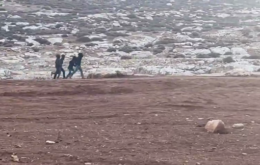 Thumbnail preview image for the video titled: Settlers attack Palestinian residents of Khalet A-Sidra Mukhmas Bedouin and Israeli activists