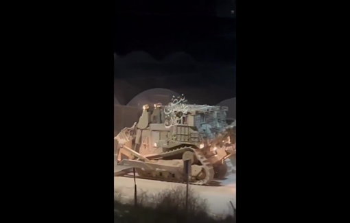 Thumbnail preview image for the video titled: Israeli bulldozer deployed in Tammun in order to destroy civilian roads and infrastructures