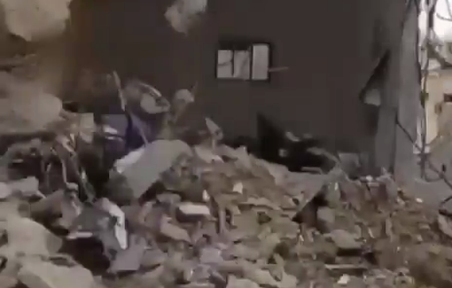 Thumbnail preview image for the video titled: The destruction in the Abdullah Azzam neighborhood in Jenin camp after Israeli airstrikes targeted the area.