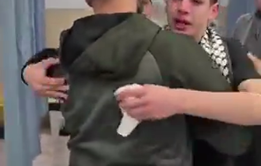 Thumbnail preview image for the video titled: Just released Mohammed sees his uncle Kamel — father of his murdered cousin — for the first time