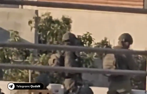 Thumbnail preview image for the video titled: Israeli soldiers position on the rooftop of a house after turning it into a military post in Kafr Saba