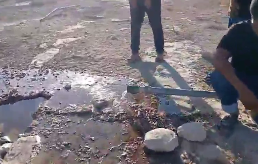 Thumbnail preview image for the video titled: ttlers sabotaged the pipeline supplying the village of Khirbet Um al-Khair