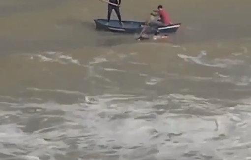 Thumbnail preview image for the video titled: The moment slain fisherman Mohammed Bakr was recovered after Israeli warships opened fire and injured him while he was working in the sea in Gaza.