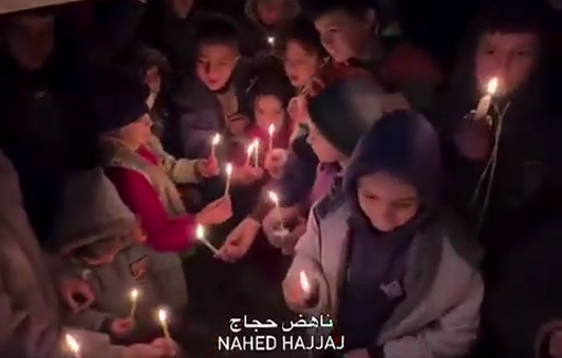 Thumbnail preview image for the video titled: The Palestinian spirit endures: Children in Gaza light candles in celebration of the new year