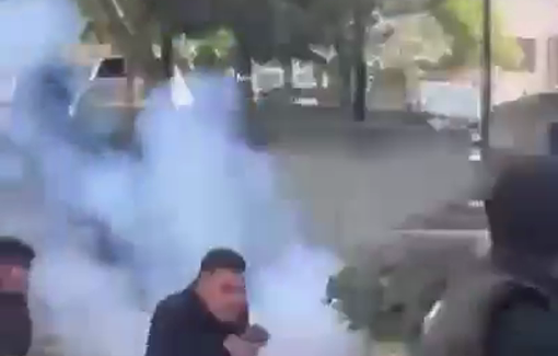Thumbnail preview image for the video titled: Israeli forces fire tear gas canisters toward students at Birzeit University